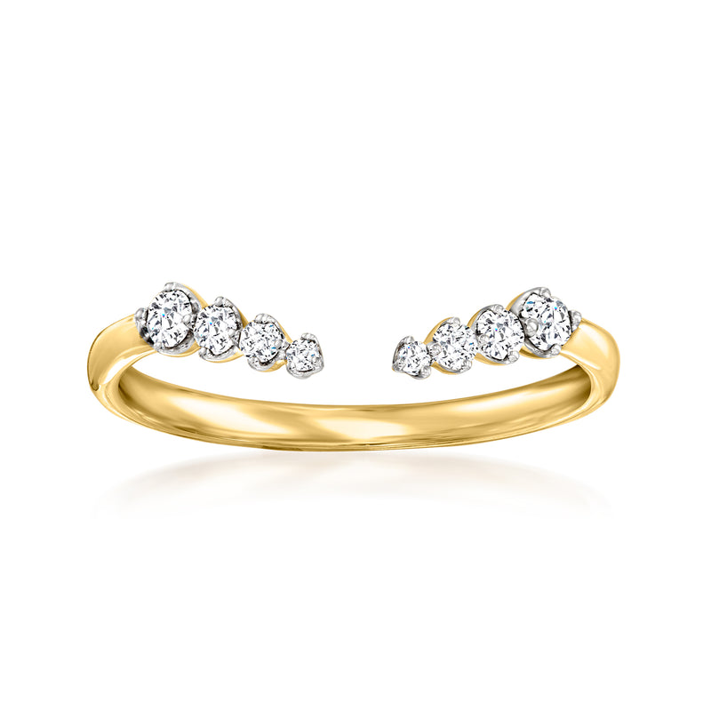14kt yellow gold open-space diamond ring with five round brilliant cut stones