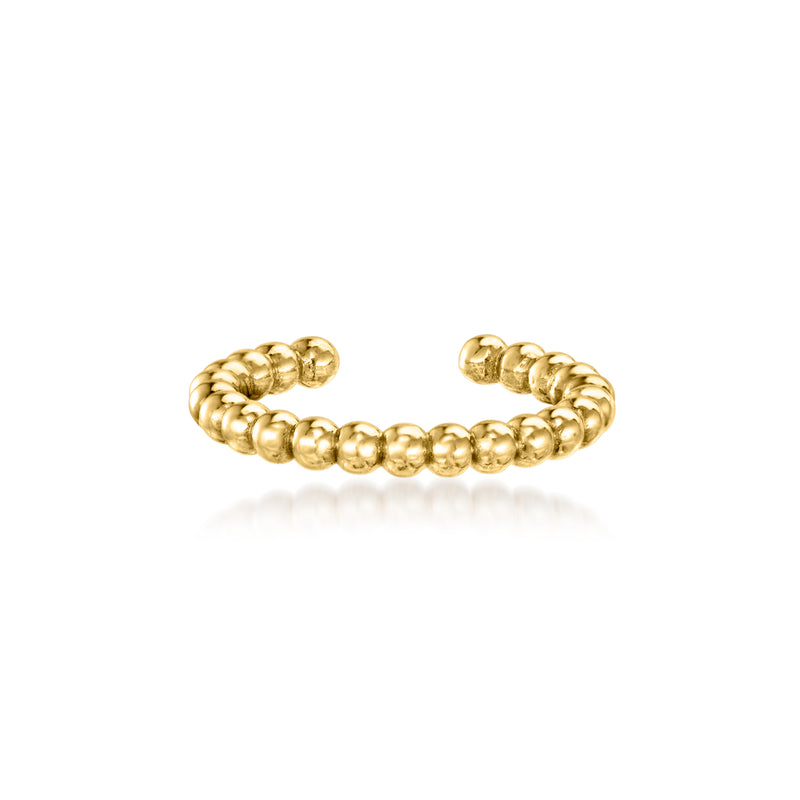 14kt yellow gold beaded ear cuff with round bead links