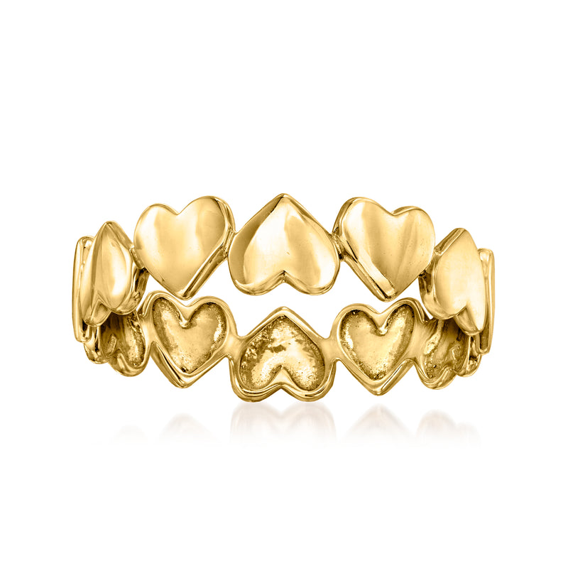 14kt yellow gold heart ring with scalloped heart bezel design