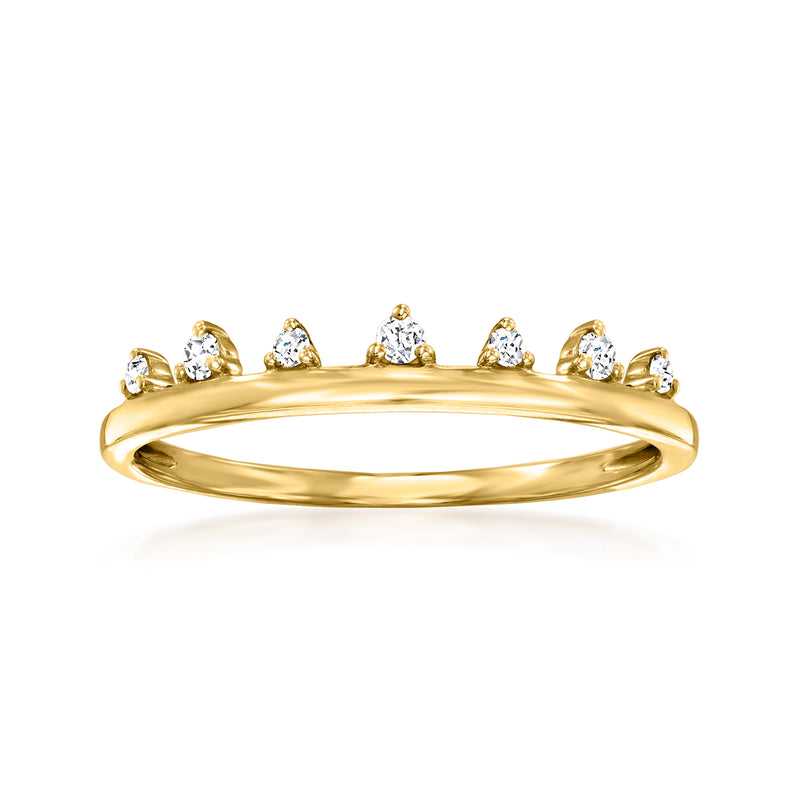 14kt yellow gold spike ring with small diamond accents along the top