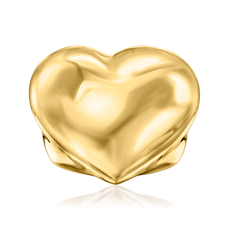 Puffed heart ring in gold over sterling, glossy heart-shaped top