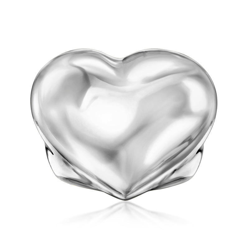 Sterling silver puffed heart ring with glossy heart-shaped top