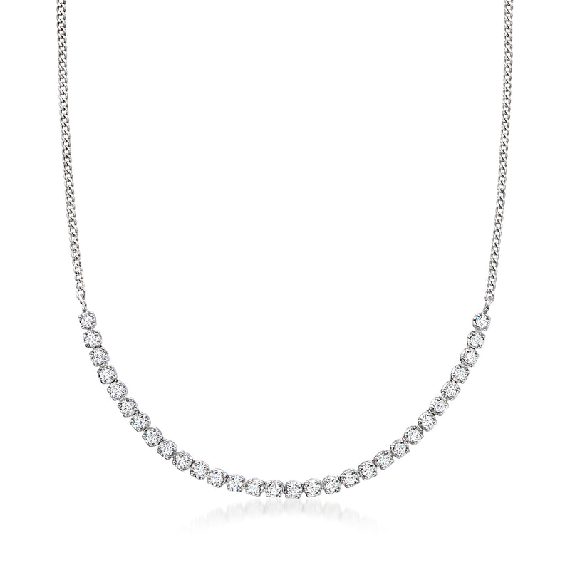 Sterling silver diamond tennis-style necklace with round stones
