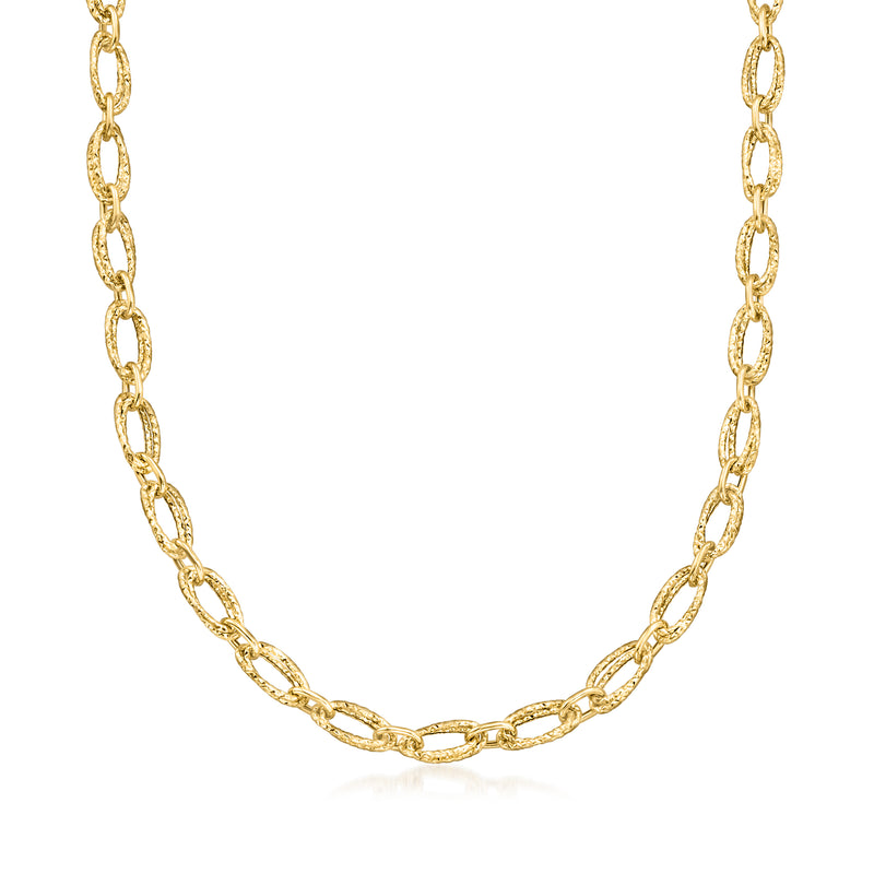 18kt yellow gold oval-link necklace chain with interlinked oval links