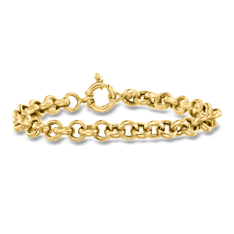 14kt yellow gold rolo-chain bracelet with clasp, polished link design