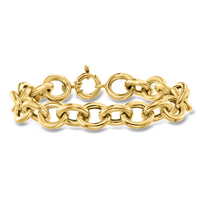 18kt yellow gold rolo-chain bracelet with clasp, polished link chain