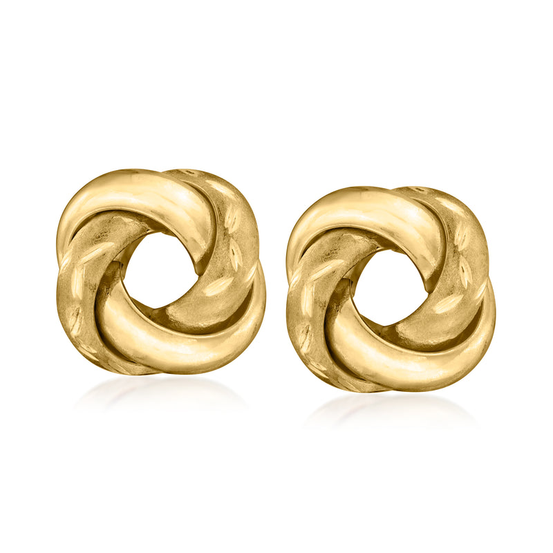 Vintage 14kt yellow gold love knot post earrings, circular twisted design