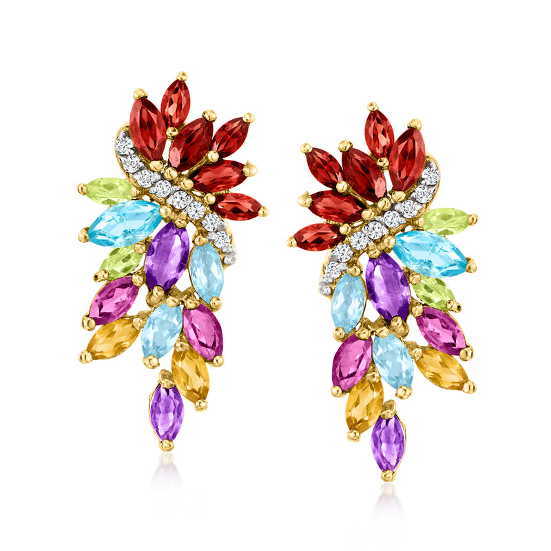 Multi-gemstone drop earrings in 18kt gold over sterling with marquise stones