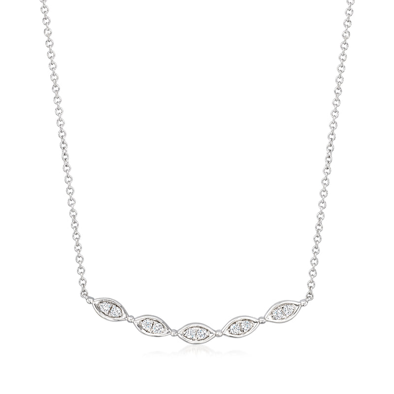 14kt white gold marquise diamond station necklace with five linked stones