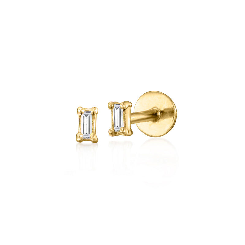 14kt yellow gold square gemstone stud earrings with flat-back post backs