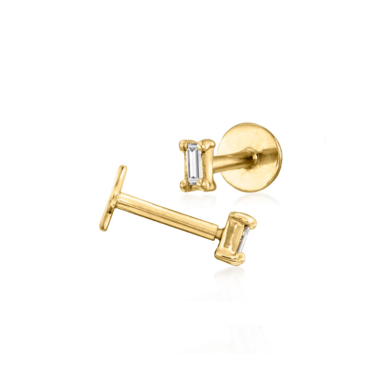 14kt yellow gold square gemstone stud earrings with visible post back hardware