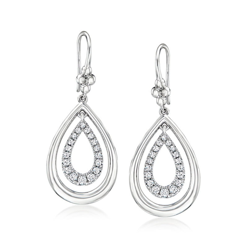 Gabriel Designs sterling silver teardrop earrings with white sapphires