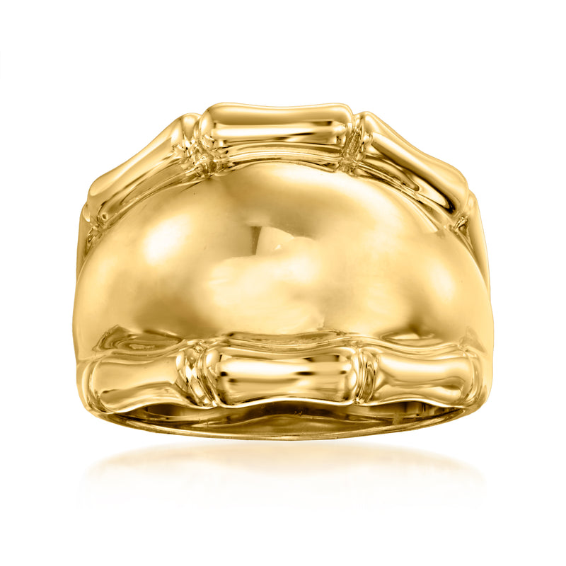 Gold over sterling dome ring with bamboo-style ridged band