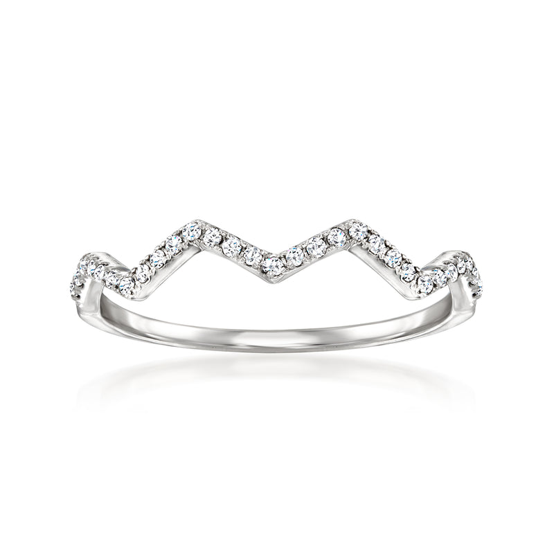 Chevron diamond ring in sterling silver with small round-cut stones, .10 ct t.w.