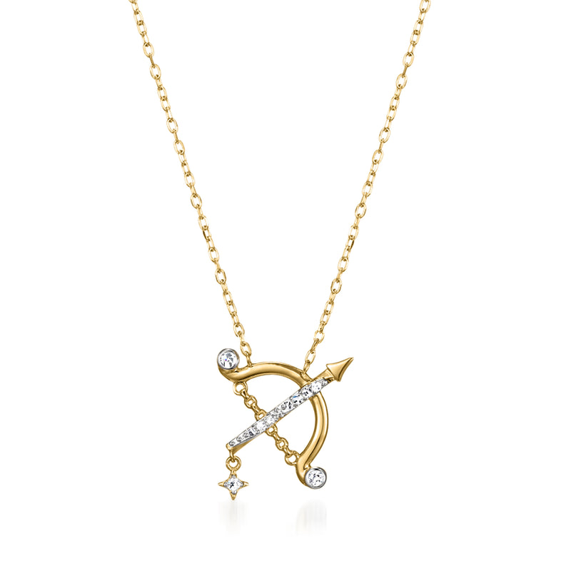 Gold over sterling zodiac archer bow-and-arrow pendant necklace with star charm