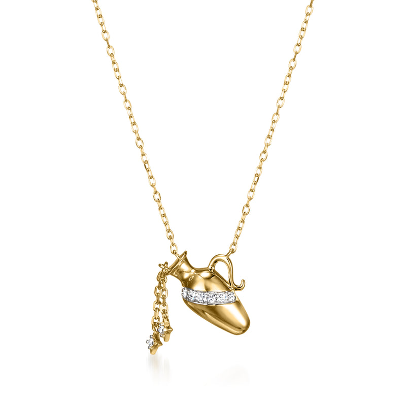 Gold over sterling zodiac symbol pendant necklace with glittering stone accents