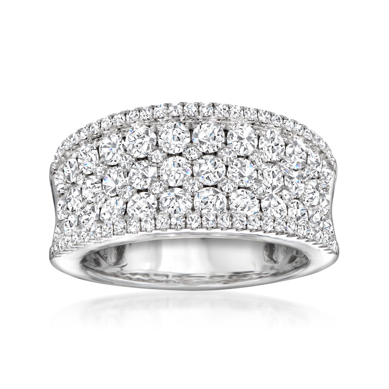Diamond concave ring in 18kt white gold