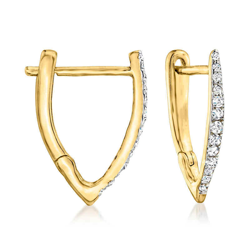 Diamond huggie hoop earrings in 18kt gold over sterling, pavé-set front