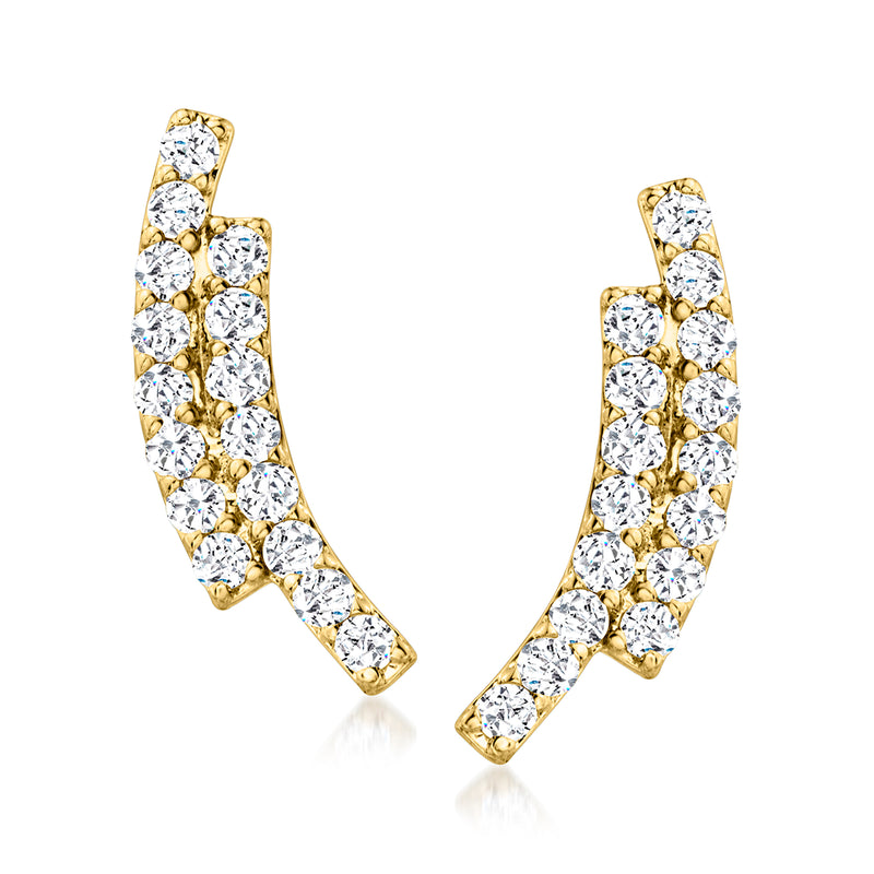 18kt gold over sterling diamond double curve post earrings
