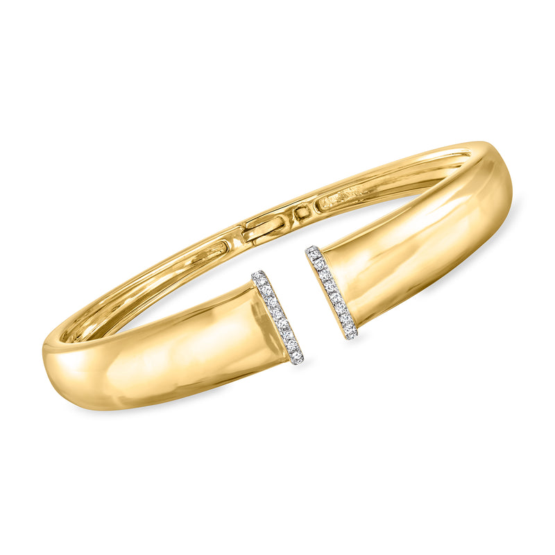 18kt gold over sterling cuff bracelet with two vertical diamond-accented bezel sections