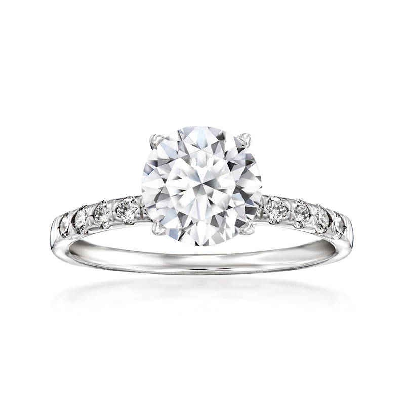 14kt white gold lab-grown diamond engagement ring with round center stone