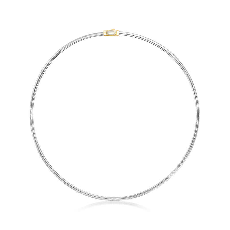 Reversible omega necklace, 3mm silver-tone finish with square clasp