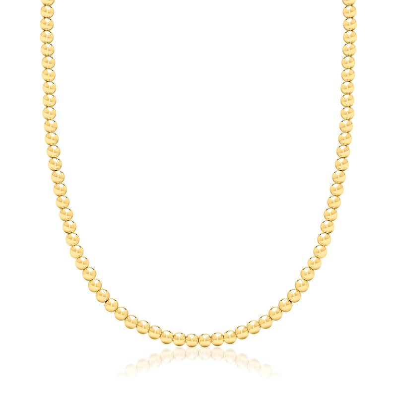 14kt yellow gold bead necklace with 5mm round beads