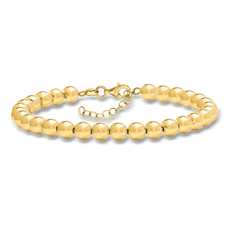 Yellow gold bead bracelet with round ball beads and small link clasp