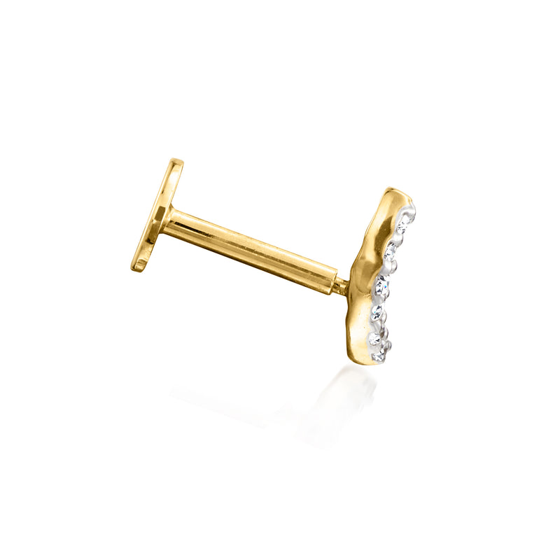 Diamond Curved Bar Single Flat-Back Stud Earring in 14kt Yellow Gold