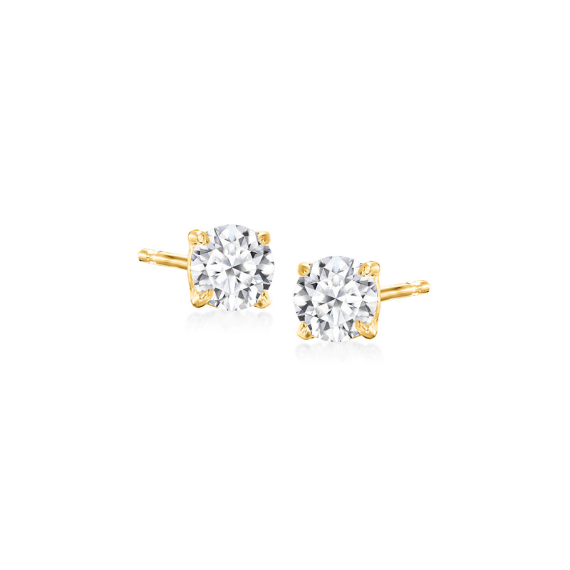 14kt yellow gold lab-grown diamond stud earrings, round, 0.50 ct t.w.