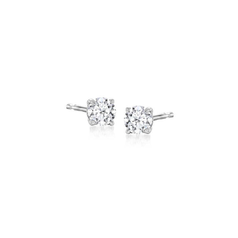 14kt white gold diamond stud earrings with round lab-grown stones