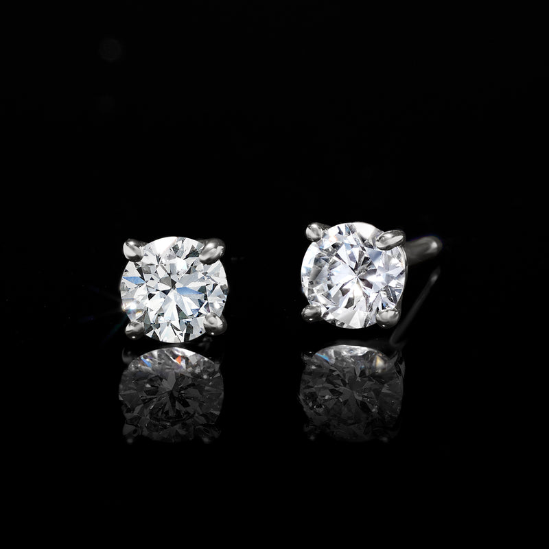 14kt white gold lab-grown diamond stud earrings with round brilliant stones