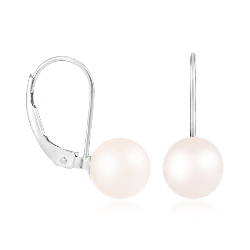 7-8mm Cultured Akoya Pearl Earrings in 14kt White Gold