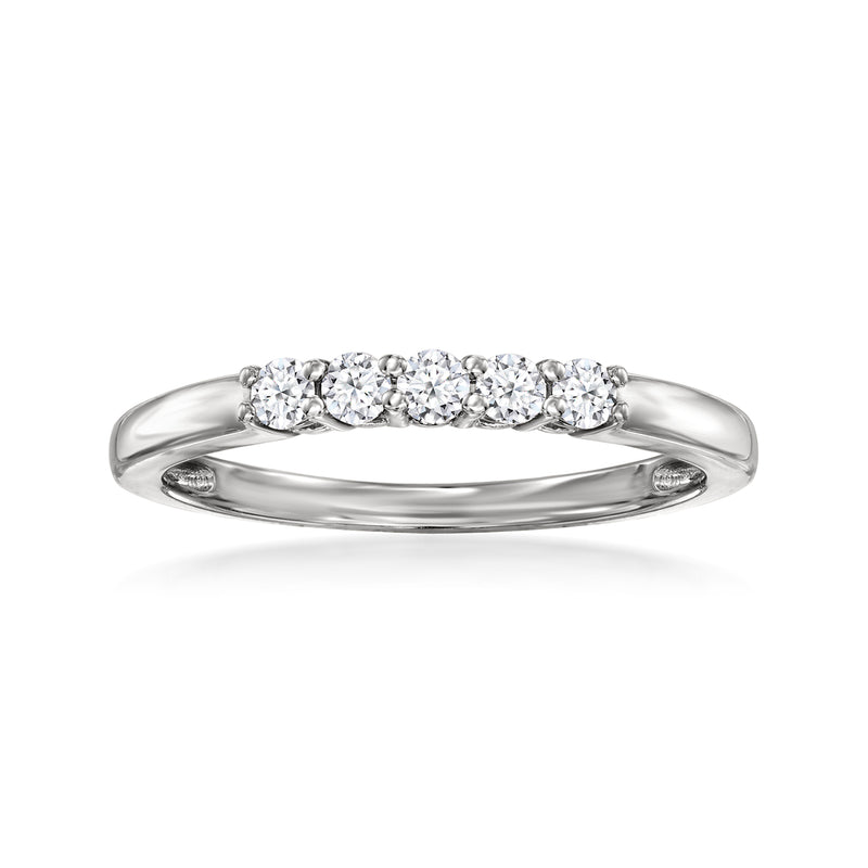 Sterling silver five-stone diamond ring with a row of round stones