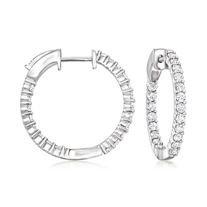 Sterling silver inside-outside diamond hoop earrings