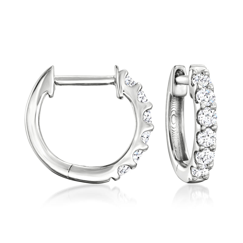 Sterling silver lab-grown diamond hoop earrings with pavé-set stones