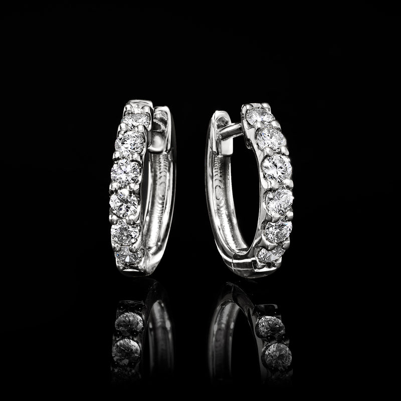 Sterling silver lab-grown diamond hoop earrings