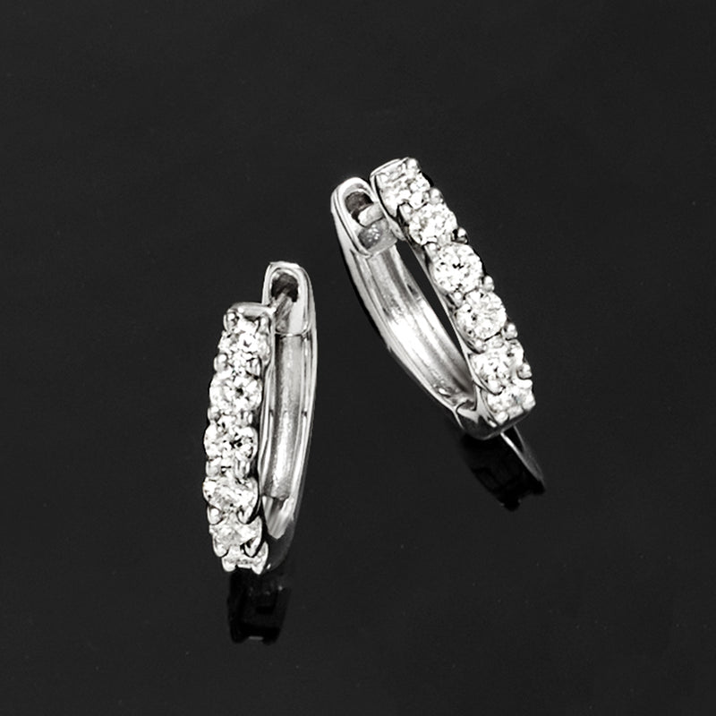 Sterling silver lab-grown diamond hoop earrings