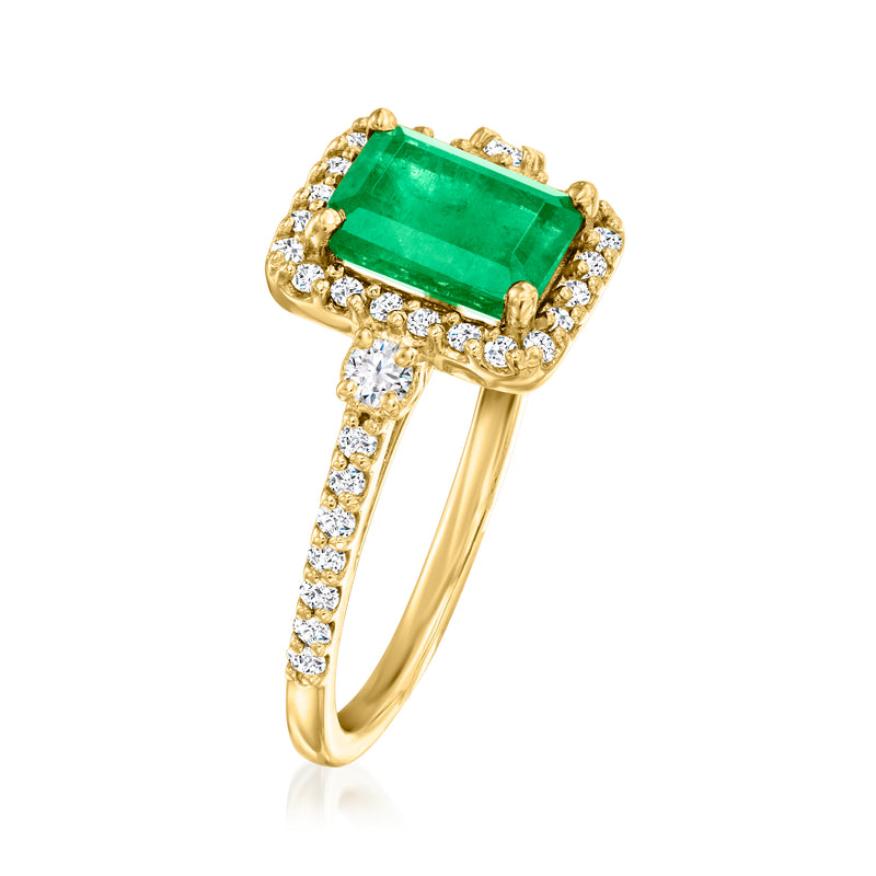 1.30 Carat Emerald Ring with .39 ct. t.w. Diamonds in 18kt Yellow Gold