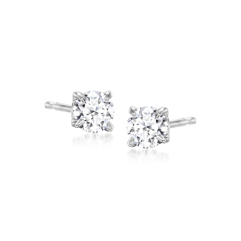 Lab-grown diamond stud earrings in sterling silver with round brilliant stones