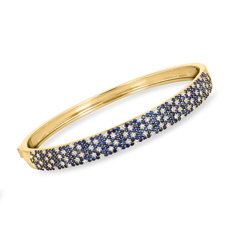 14kt yellow gold sapphire and diamond pavé bangle bracelet