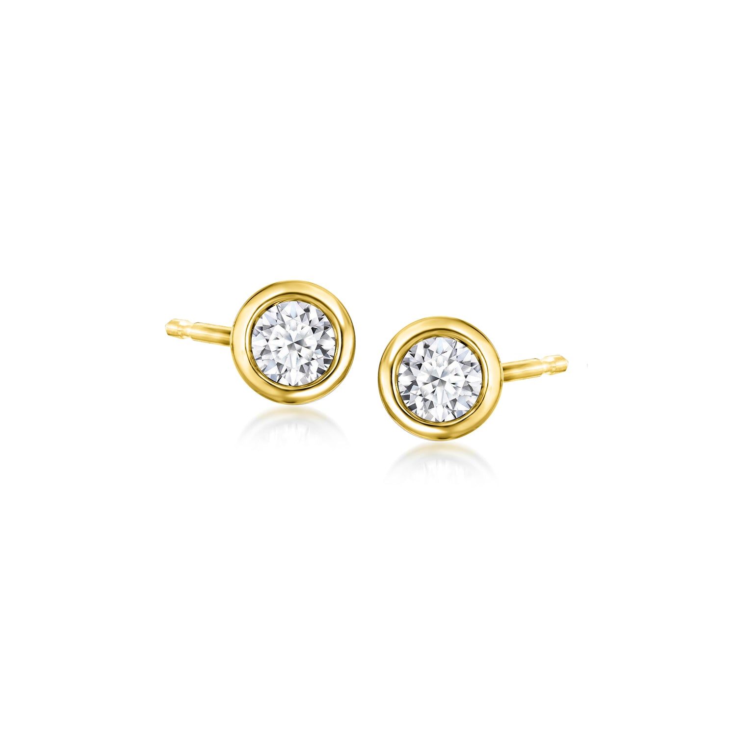 .20 ct. t.w. Bezel-Set Lab Grown Diamond Stud Earrings in 18kt Gold Over Sterling