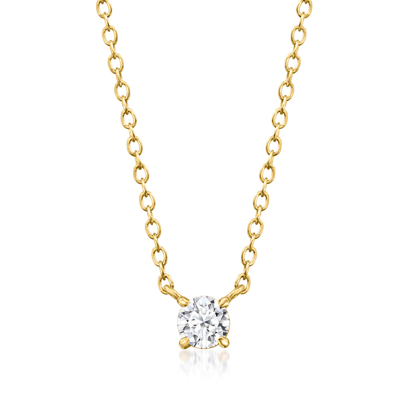 18kt gold over sterling solitaire necklace with round lab-grown diamond pendant