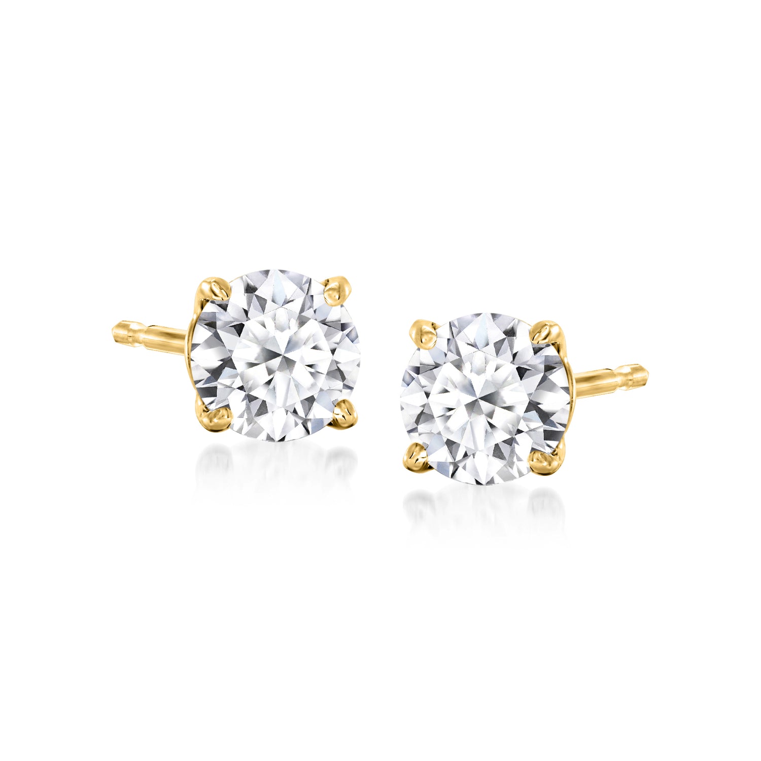 .75 ct. t.w. Lab Grown Diamond Stud Earrings in 18kt Gold Over Sterling