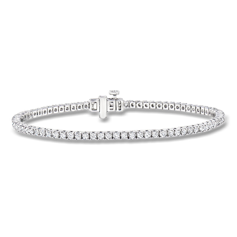 Sterling silver tennis bracelet with lab-grown diamond rows and box clasp
