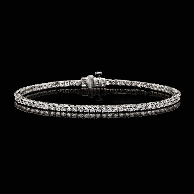 Sterling silver tennis bracelet with lab-grown diamond channel and box clasp