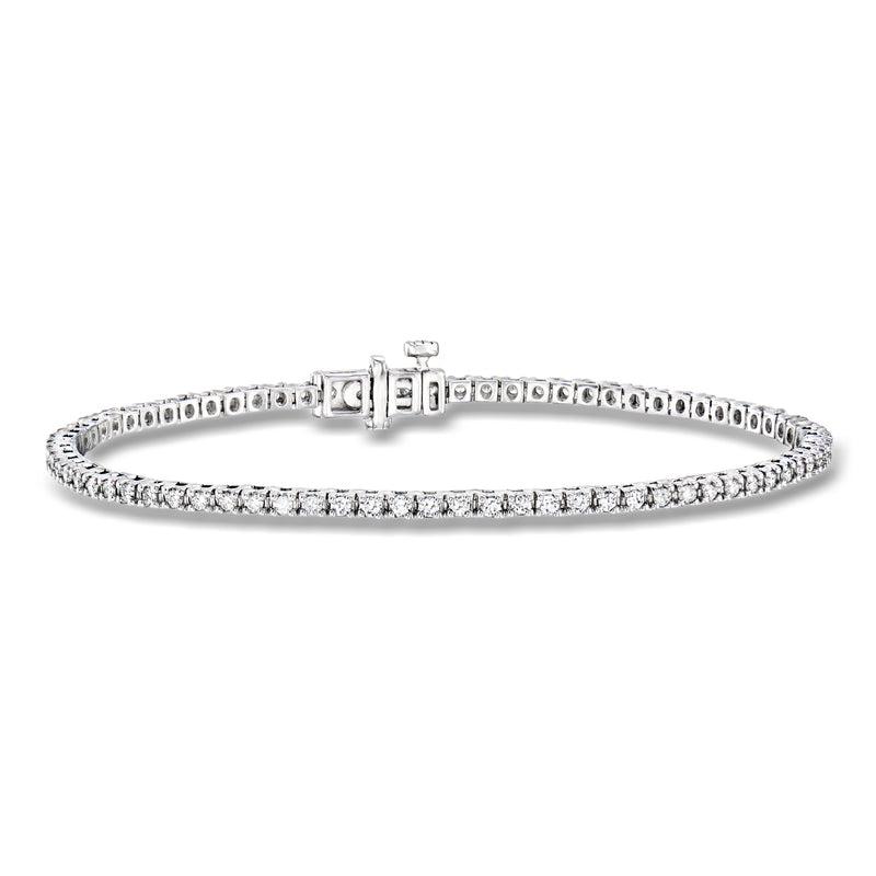 Sterling silver tennis bracelet with round lab-grown diamonds and box clasp