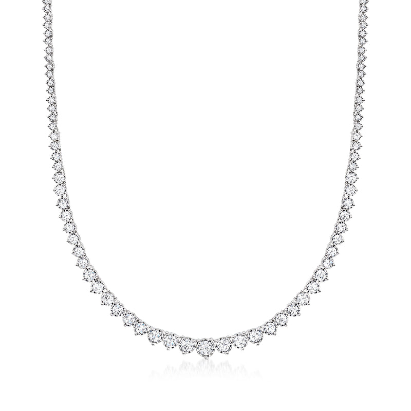 Sterling silver diamond tennis necklace with graduated round stones