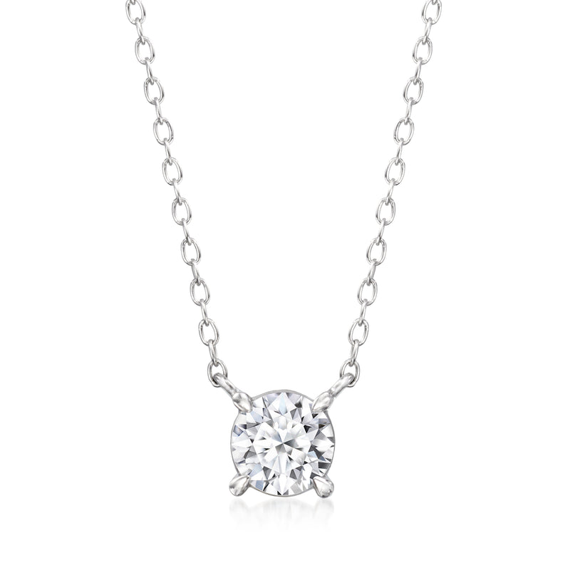Sterling silver solitaire necklace with round lab-grown diamond pendant, 0.50 ct