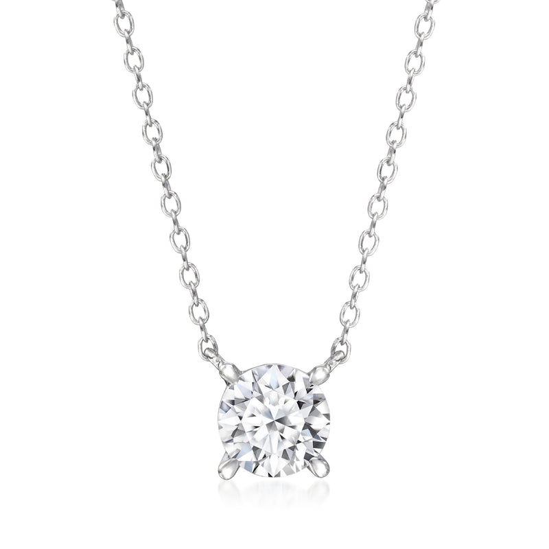 Sterling silver solitaire necklace with round lab-grown diamond pendant